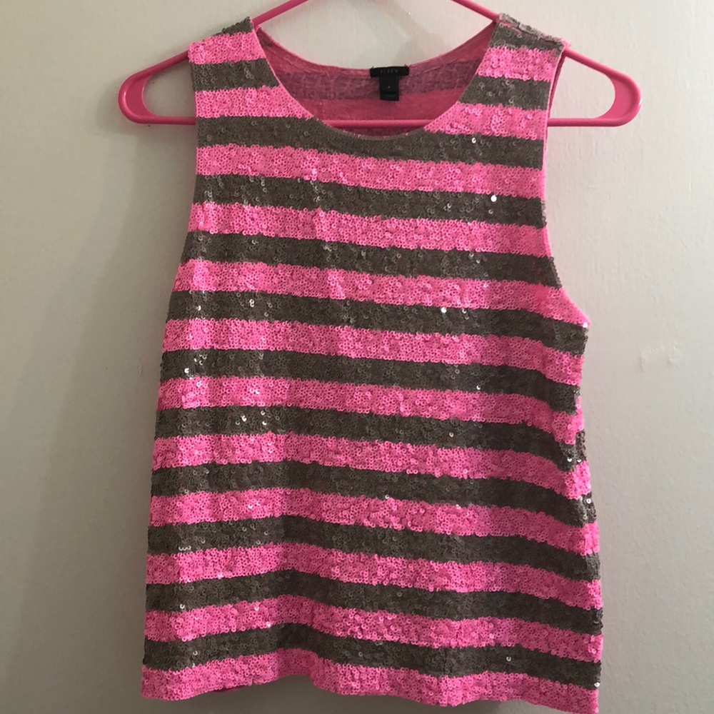 Pink and taupe stripes jcrew top